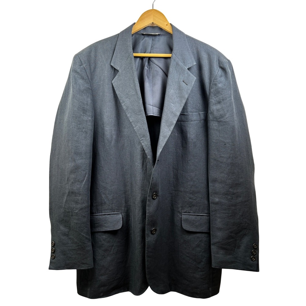 Banana Republic Blazer Men 44L 100% Linen Blue Made in USA‎ Classic Tailored